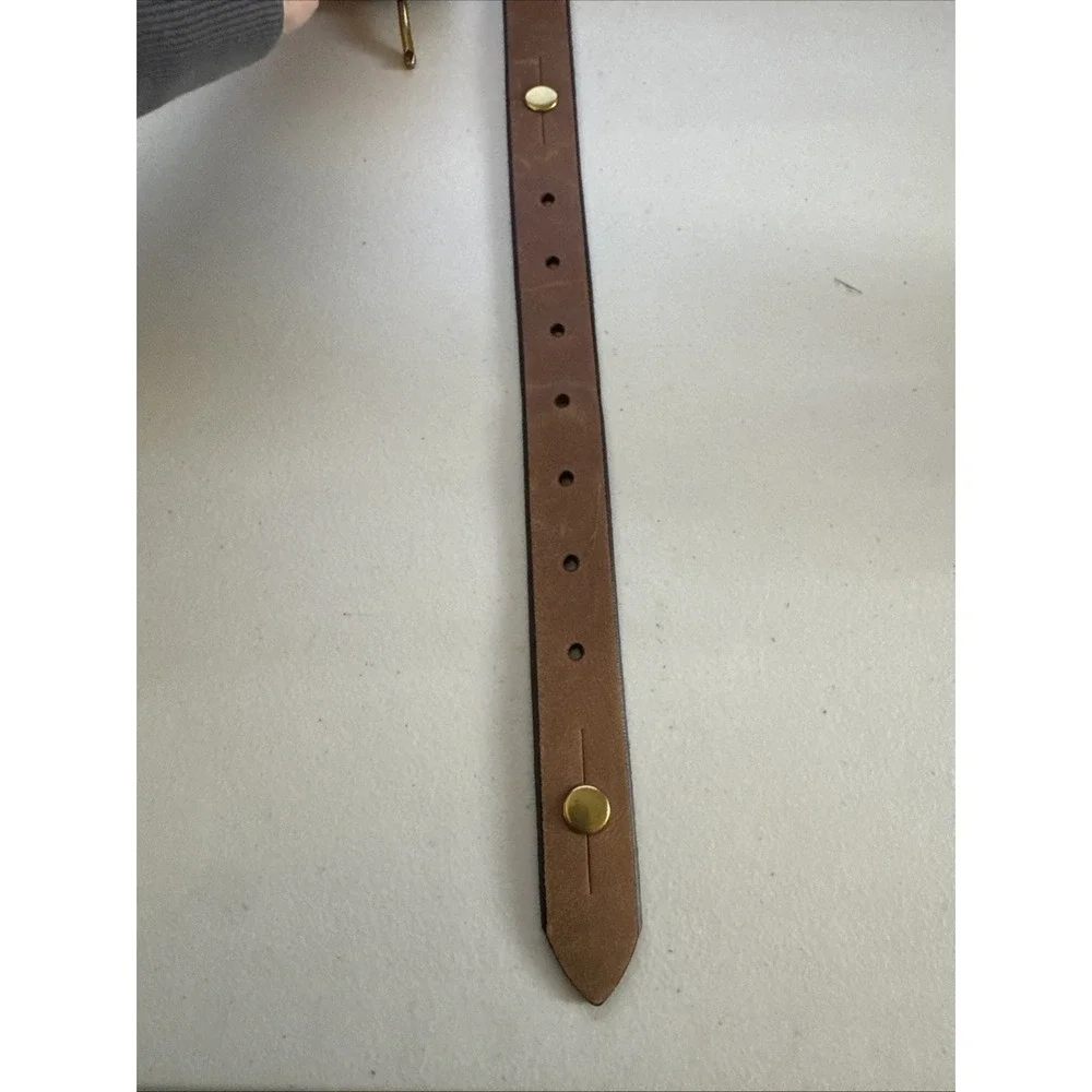 Fossil Brown Leather‎ Belt Womens Medium Antique Brass Buckle Brown 1